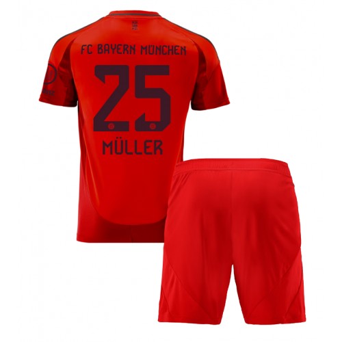 Fotbalové Dres Bayern Munich Thomas Muller #25 Dětské Domácí 2024-25 Krátký Rukáv (+ trenýrky)